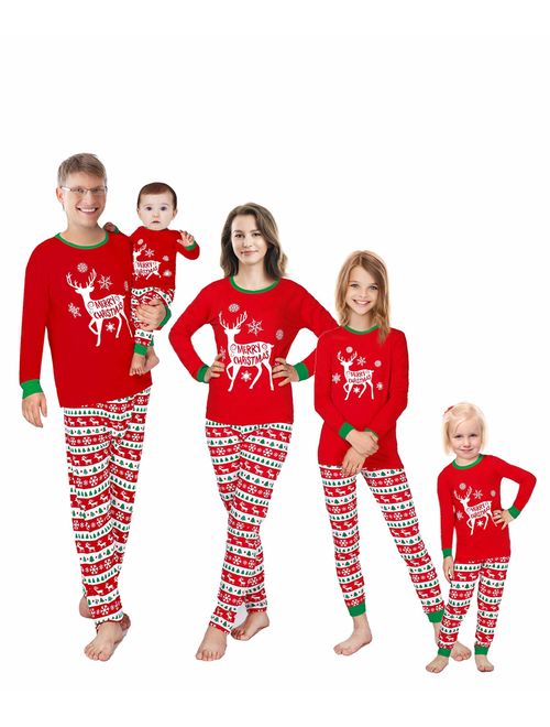 Matching Family Pajamas Christmas Red Sleepwear Cotton Holiday PJs