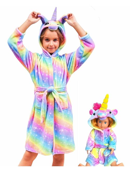 HulovoX Unicorn Bathrobe Matching Doll /& Girls Unicorn Gifts for Girls