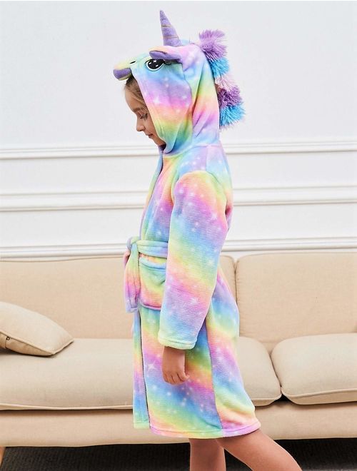 Unicorn Hooded Bathrobe Sleepwear Matching Doll & Girls Gifts