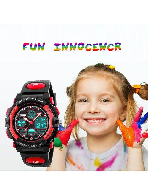 Kids Digital Sport Watch, Boys Girls Waterproof Sports Outdoor Watches Children Casual Electronic Analog Quartz Wrist Watches with Alarm Stopwatch