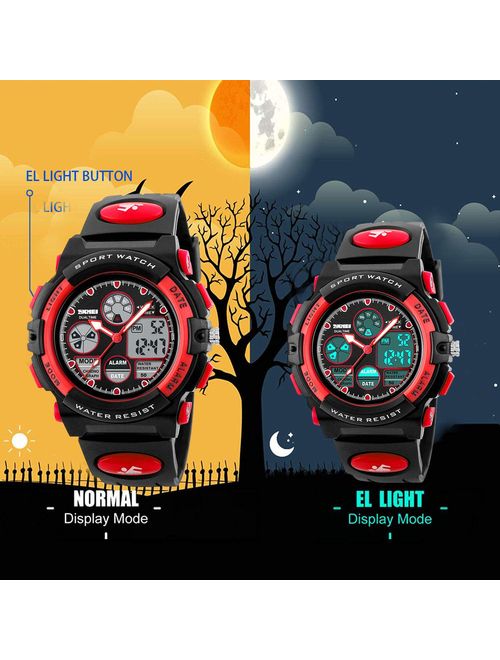 Kids Digital Sport Watch, Boys Girls Waterproof Sports Outdoor Watches Children Casual Electronic Analog Quartz Wrist Watches with Alarm Stopwatch