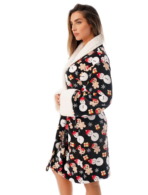 Just Love Sherpa Trim Plush Robe for Women