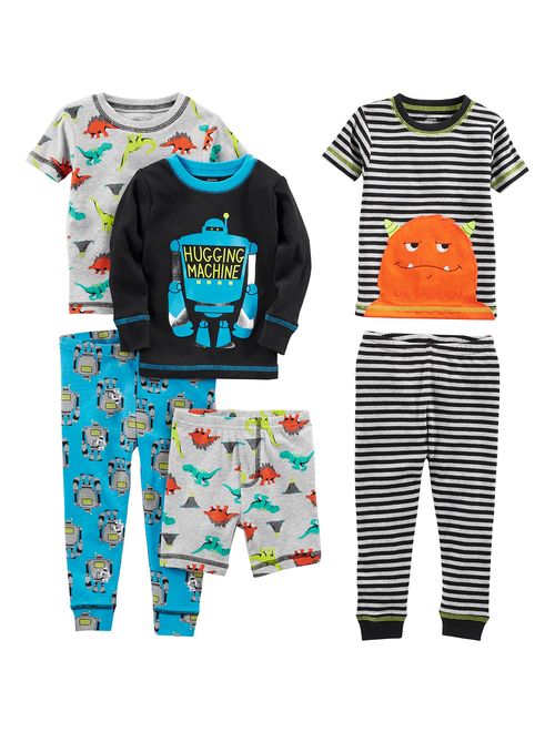 Simple Joys by Carter's Baby, Little Kid, and Toddler Boys' 6-Piece Snug Fit Cotton Pajama Set