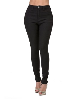 High Waisted-Rise Colored Stretch Skinny Destroyed Ripped Distressed Jeans for Women Olive Mustard RED