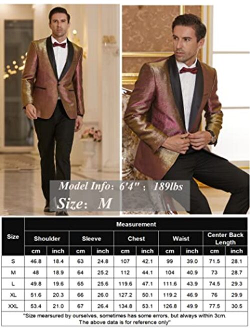 COOFANDY Men's Fashion Suit Jacket Blazer One Button Luxury Weddings Party Dinner Prom Tuxedo Gold Silver