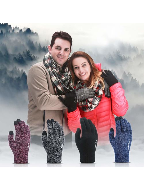 Achiou Touchscreen Warm Thermal Soft Winter Knit Gloves for Women Men