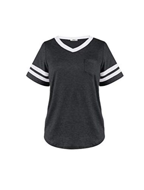 OMSJ Womens Summer Tops Casual Short Sleeve T-Shirts
