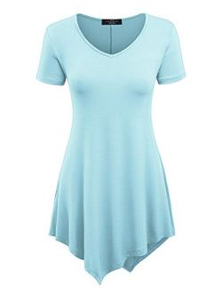 Women's Casual Short Sleeve Comfy Tunic Swing Dress Loose Blouse Top for Leggings Plus Size XS-5XL