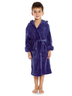 Kids Robe Boys Girls Solid Hooded Fleece Sleep Robe Bathrobe (2 Toddler-16 Years) Variety of Colors