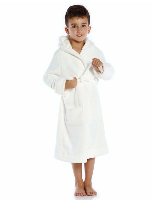 Leveret Kids Robe Boys Girls Solid Hooded Fleece Sleep Robe Bathrobe (2 Toddler-16 Years) Variety of Colors
