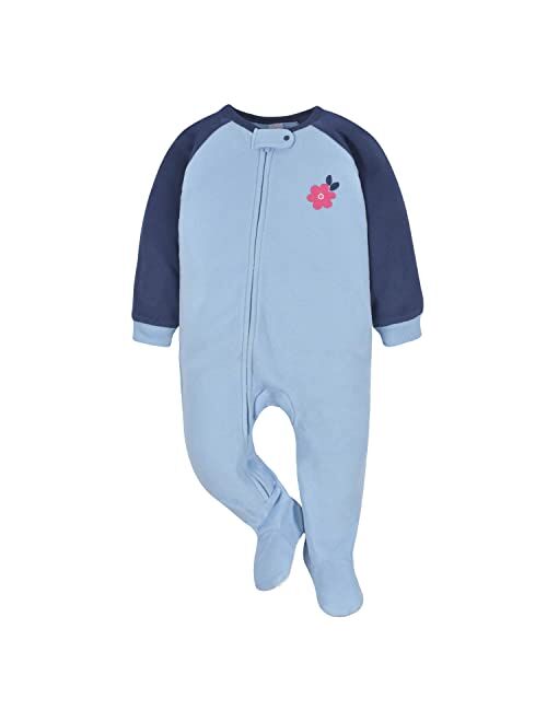 Gerber Baby Girls' Toddler Loose Fit Flame Resistant Fleece Footed Pajamas 2-Pack