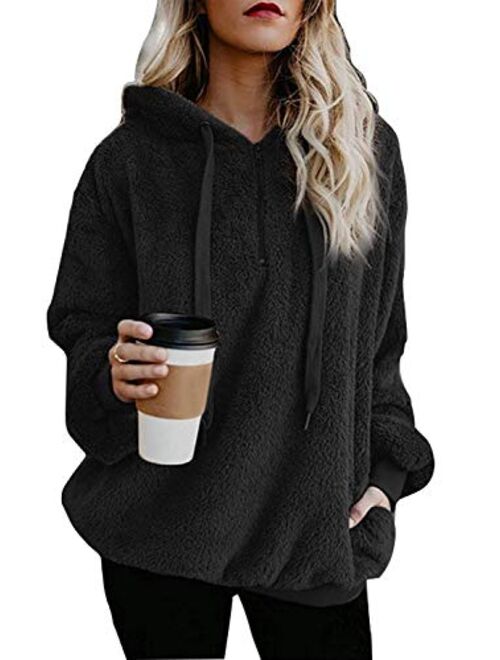Buy ReachMe Womens Oversized Sherpa Pullover Hoodie with Pockets Fuzzy ...