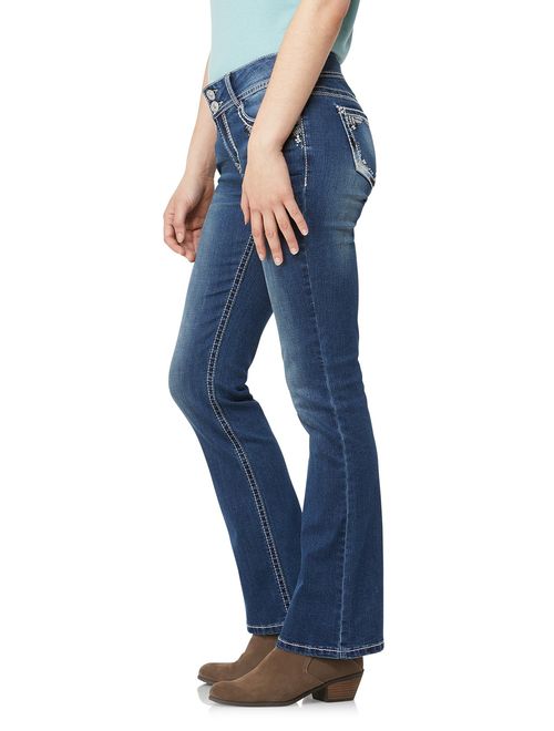 WallFlower Women's Juniors Luscious Curvy Bling Bootcut Jeans