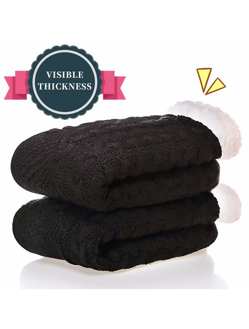 SDBING Women's Winter Super Soft Warm Cozy Fuzzy Fleece-lined Christmas Gift With Grippers Slipper Socks