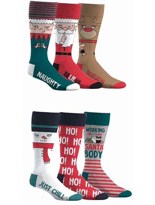 I&S 6 Pairs Crew Socks, Printed Fun Colorful Festive, Crew Sock Women Colorful Fancy Design Soft