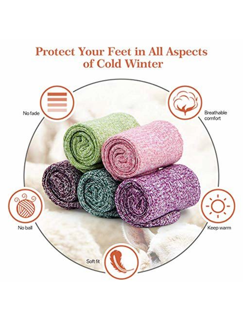 MORECOO Women's Winter Socks Gift Box Free Size Thick Wool Soft Warm Casual Socks for Women Socks