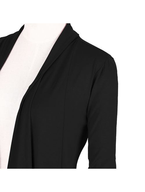 Urban CoCo Women's Drape Front Open Cardigan Long Sleeve Irregular Hem 