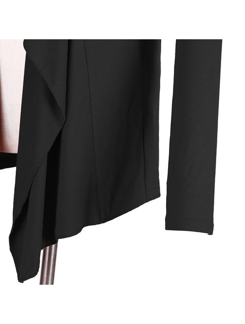 Urban CoCo Women's Drape Front Open Cardigan Long Sleeve Irregular Hem 