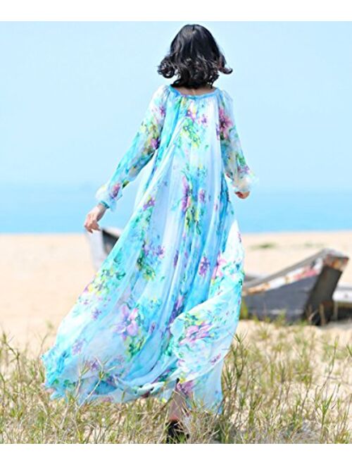 MedeShe Chiffon Floral Holiday Beach Bridesmaid Maxi Dress Sundress