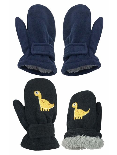 N'Ice Caps Little Kids and Baby Easy-On Sherpa Lined Fleece Mittens 