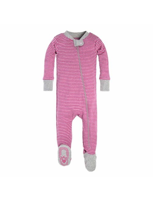 Burt's Bees Baby - Baby Girls Sleeper Pajamas, Zip Front Non-Slip Footed Sleeper PJs, 100% Organic Cotton