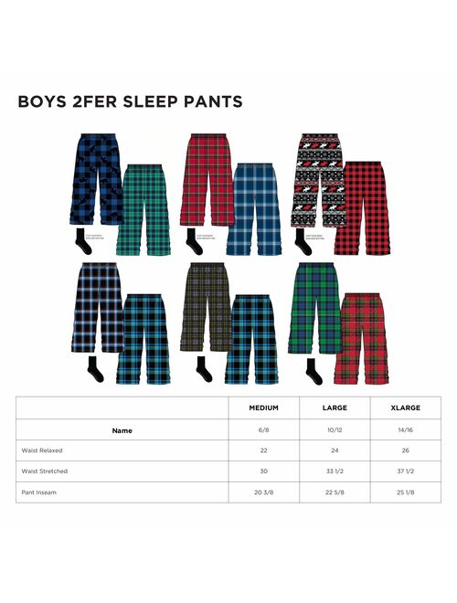 Mad Dog Boy's 2-Pack Pajama Pants + Slipper Socks (Sizes 4-16)