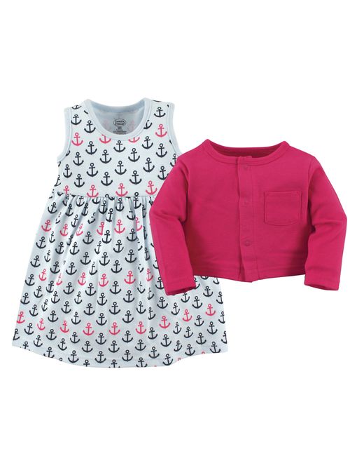 Luvable Friends Baby and Toddler Girl Dress and Cardigan