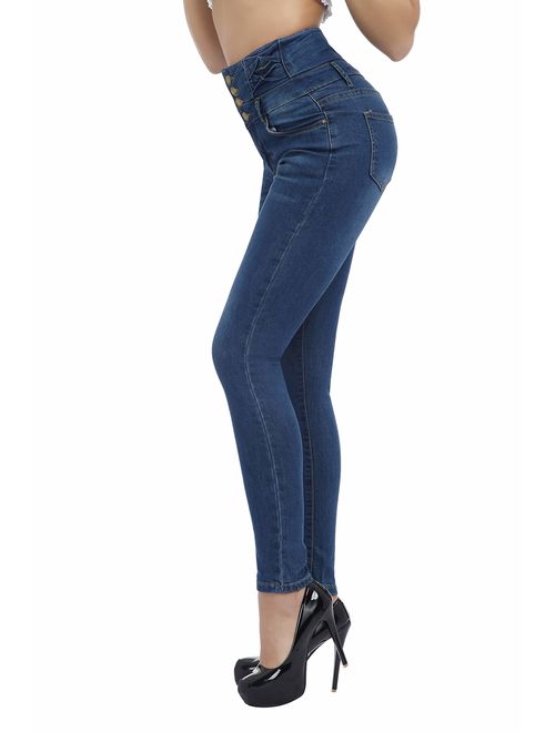 GALMINT Women's Juniors High Rise Irresistible Jegging Pull-On Stretch Skinny Jeans