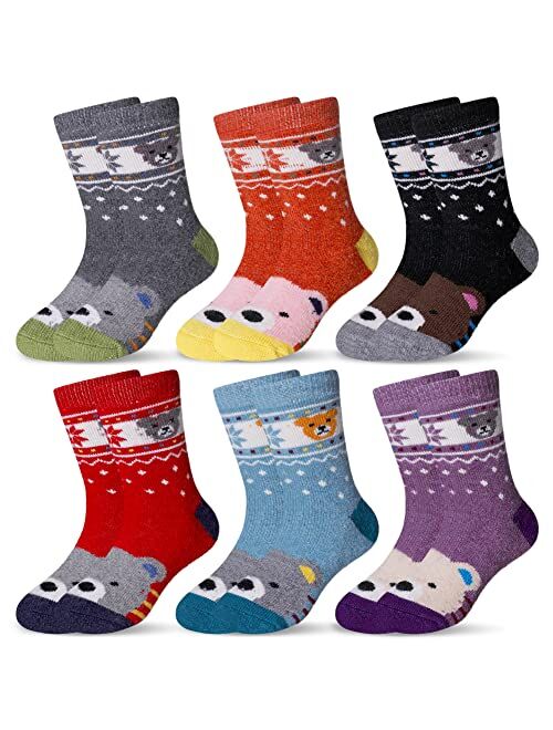 6 Pairs KASSD Kids Girls Boys Winter Warm Lovely Cute Animal Deer/Cat Soft Cotton Floor Sock Children Socks