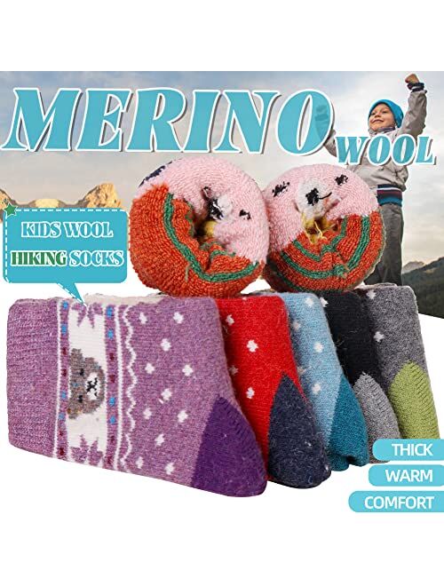 Eocom 6 Pairs Children's Winter Warm Wool Animal Crew Socks Kids Boys Girls Socks