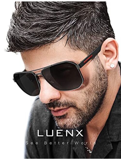LUENX Aviator Sunglasses for Men Polarized - UV 400 Protection with case 60MM Classic Style