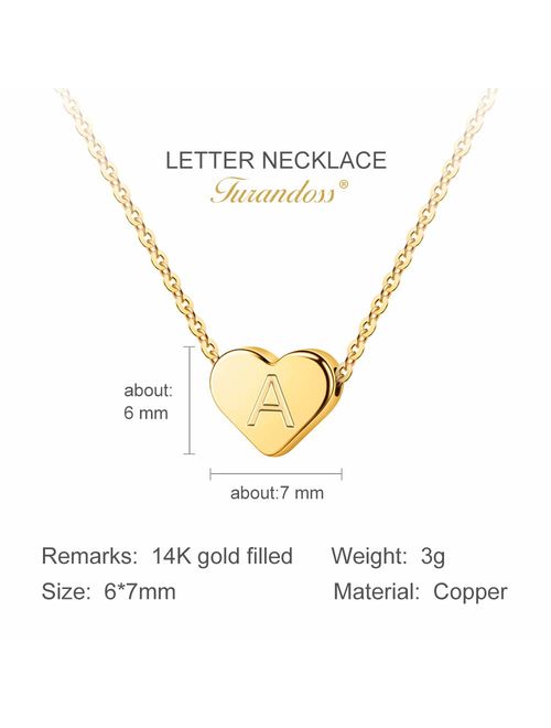 Heart Initial Necklaces for Women Girls - 14K Gold Filled Heart Pendant Letter Alphabet Necklace, Tiny Initial Necklaces for Women Kids Child, Heart Letter Initial Neckla