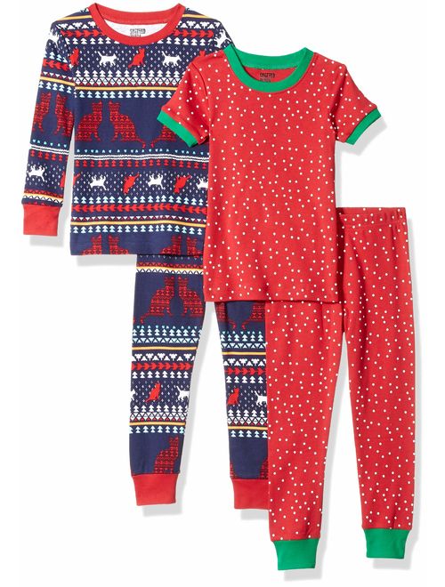 Amazon Brand - Spotted Zebra 4-Piece Snug-Fit Cotton Pajama Set