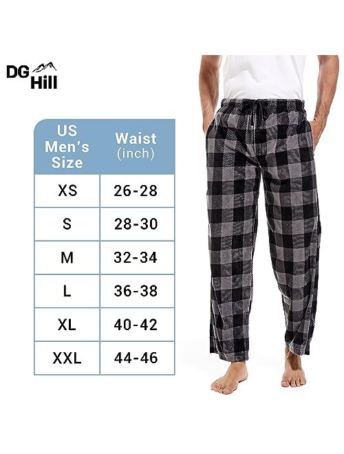 DG Hill Men’s Plaid Microfleece Pajama Pants with Pockets Lounge Sleep Bottoms 