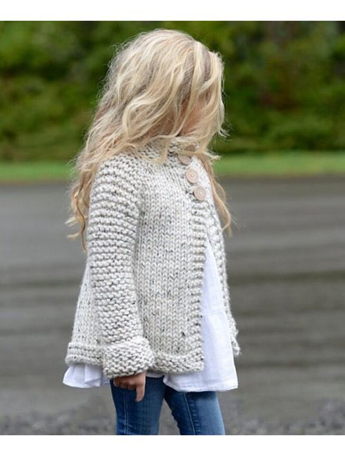 Toddler Baby Girls Autumn Winter Clothes Button Knitted Sweater Cardigan Cloak Warm Thick Coat