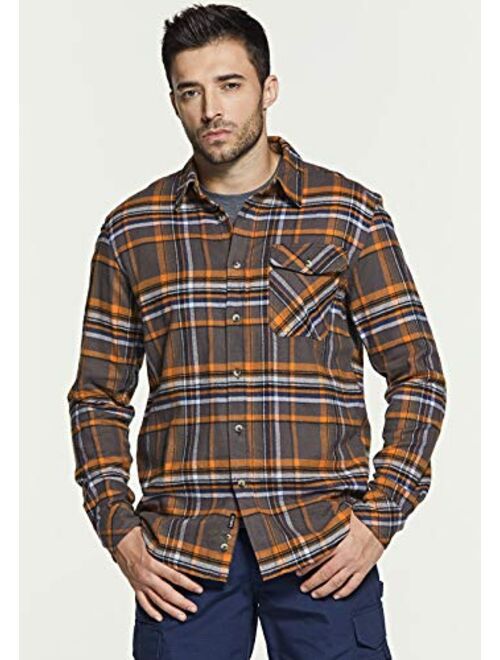 CQR Cotton Long Sleeved Button Up Plaid All Brushed Flannel Shirt