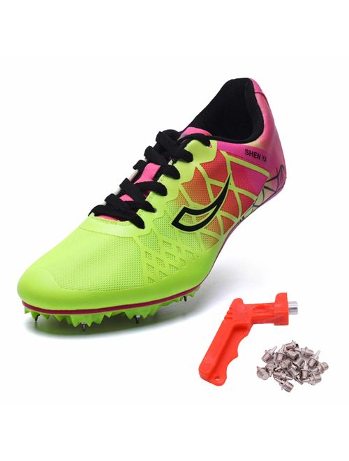 Ifrich Mens Womens Boys Girls Spikes Athletics Racing Running Shoes Track and Field Sneaker ...