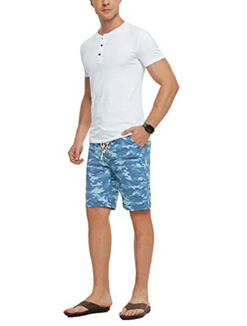 Boisouey Men's Solid Drawstring Closure Relaxed Fit Casual Classic Fit Short