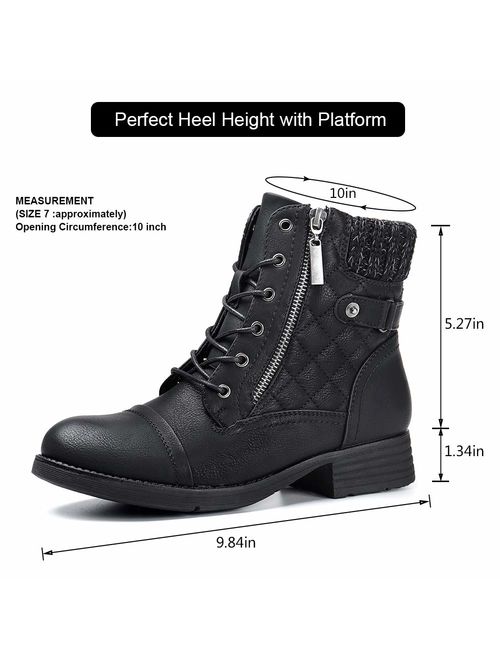 STQ Womens Combat Boots Lace up Ankle Booties
