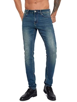 Slim Fit Jeans, Men's Younger-Looking Fashionable Colorful Super Comfy Stretch Skinny Fit Denim Jeans...