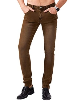 Slim Fit Jeans, Men's Younger-Looking Fashionable Colorful Super Comfy Stretch Skinny Fit Denim Jeans...