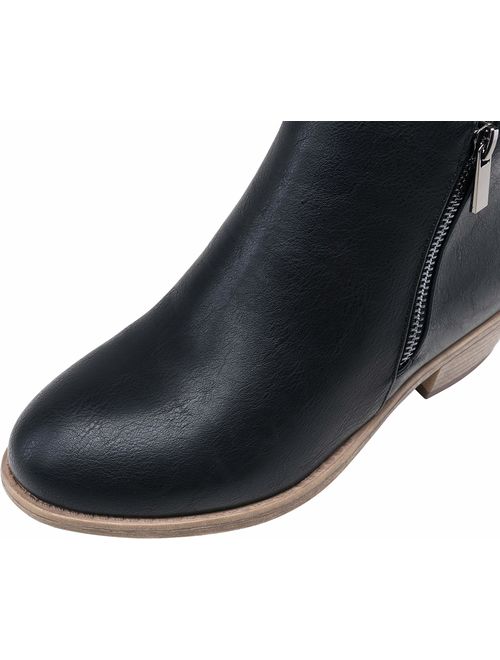 JEOSSY Women's Ankle Boots Thick Heel Low Heeled Bootie for Women