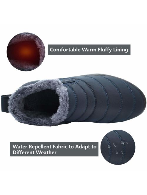 gracosy Warm Snow Boots, Winter Warm Ankle Boots, Fur Lining Boots,Waterproof Thickening Winter Shoes