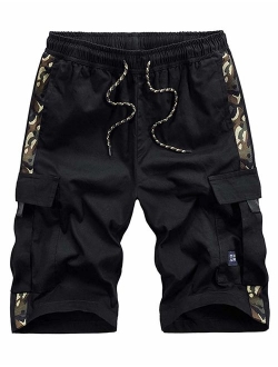 APTRO Men's Cargo Shorts Elastic Waist Twill Relaxed Fit Multi-Pockets Outdoor Casual Shorts