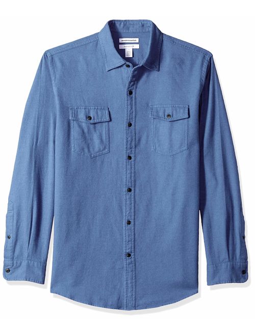 Amazon Essentials Men's Regular-Fit Long-Sleeve Solid Flannel Shirt