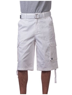 Men's Cotton Twill Cargo Shorts with Belt - Regular and Big and Tall Sizes