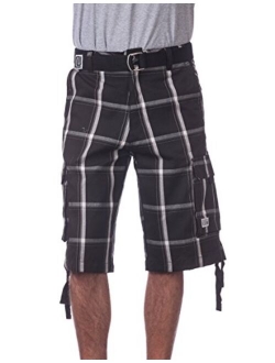 Men's Cotton Twill Cargo Shorts with Belt - Regular and Big and Tall Sizes