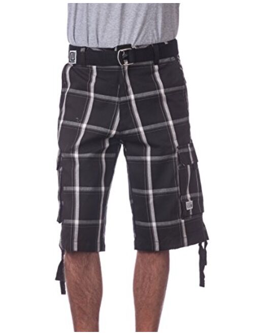 Pro Club Men's Cotton Twill Cargo Shorts with Belt - Regular and Big and Tall Sizes