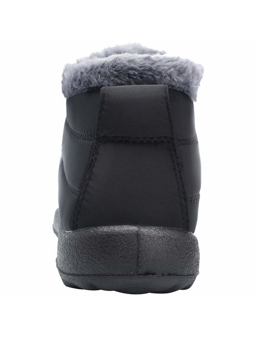 Scurtain Womens and Men Snow Boots Waterproof Ankle Anti-Skid Winter Fur Booties for Couple 
