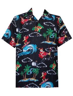 Hawaiian Christmas Santa Claus Party Aloha Holiday Beach Short Sleeve Shirts